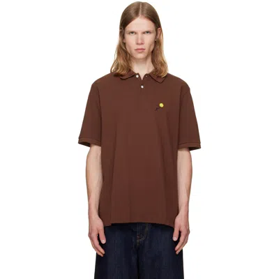 Vowels Brown Short Sleeve Pique Polo