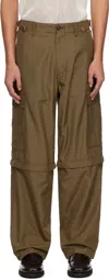 Vowels Brown Silk Checkered Convertible Cargo Pants In #20 Brown