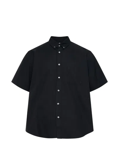 Vowels Button-down Short-sleeve Shirt In Blue