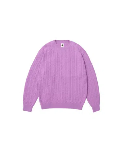 Vowels Cable Knit Crewneck In Purple