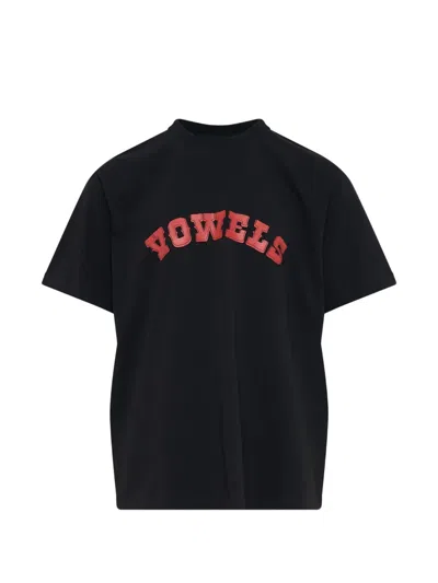 Vowels Cowboy Logo-print Cotton T-shirt In Black