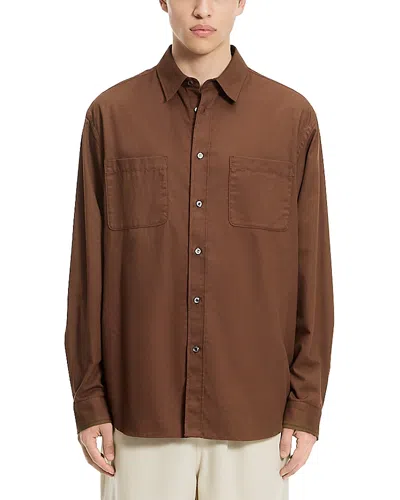 Vowels Double Pocket Button Up Shirt In Brown