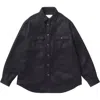 Vowels Double Pocket Shirt Jacket In Black