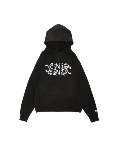 Vowels Double Scribble Hoodie In Black