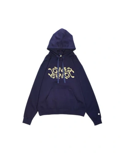 Vowels Double Scribble Hoodie In Blue