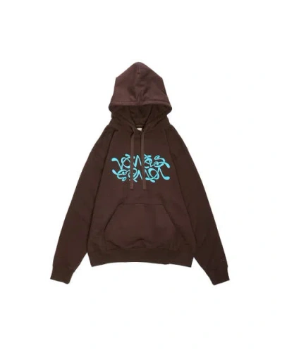 Vowels Double Scribble Hoodie In Brown