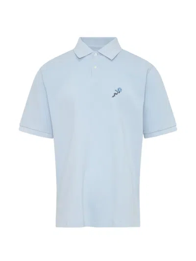 Vowels Embroidered-logo Polo Shirt In Blue
