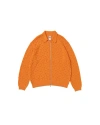 Vowels Eyelet Knitted Zip-up In Orange