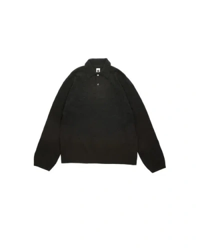 Vowels Eyelet Polo Sweater In Black