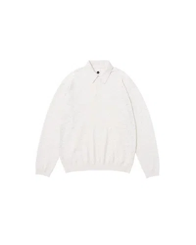 Vowels Eyelet Polo Sweater In White