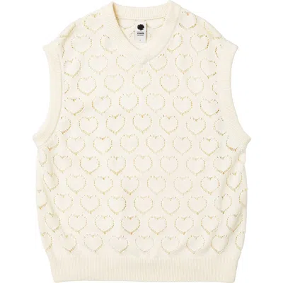 Vowels Eyelet Sweater Vest In White