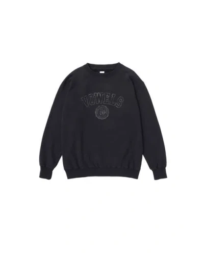 Vowels Faded Collegiate Crewneck In Black