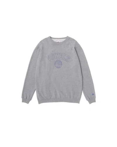 Vowels Faded Collegiate Crewneck In Gray