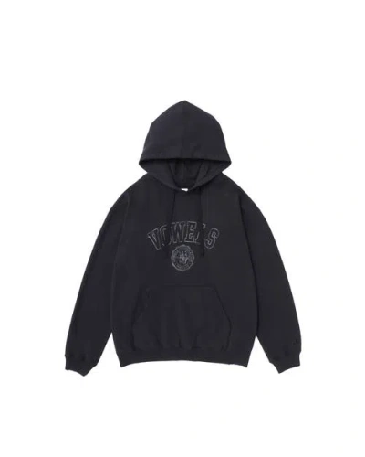 Vowels Faded Collegiate Hoodie In Black