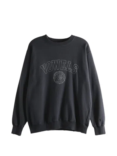 Vowels Faded Collegiate Logo-print Sweater In Black