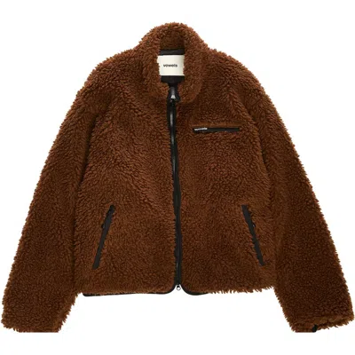 Vowels Fleece Jacket In Brown