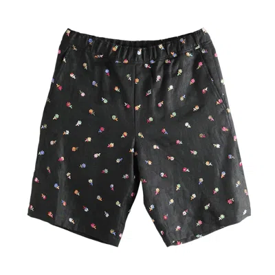 Pre-owned Vowels Floral Embroidered Easy Shorts 'black' | Men's Size 34