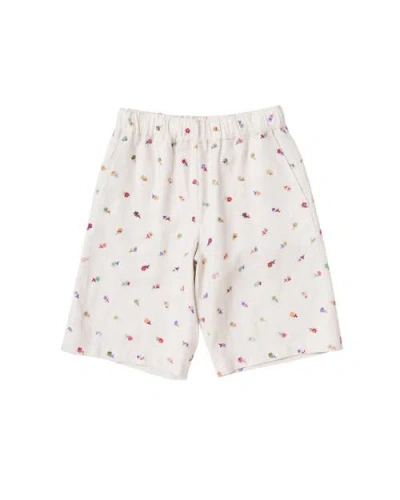 Vowels Floral Embroidered Easy Shorts In Multi