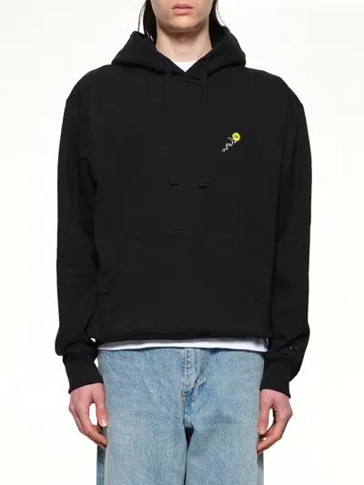 Vowels Floral Embroidered Hoodie In Black