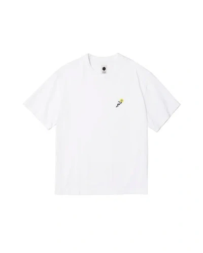 Vowels Floral Embroidered Tee In White