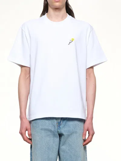 Vowels Floral Embroidered T-shirt In White