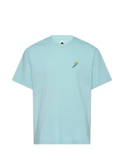 Vowels Floral-embroidered T-shirt In Blue