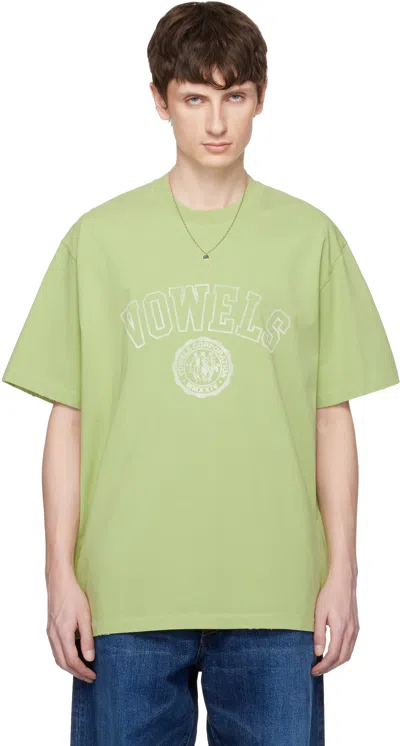 Vowels Green Faded Collegiate T-shirt