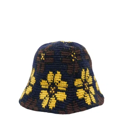Vowels Handknit Bucket Hat In Blue
