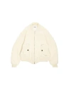 Vowels Handstitch Knitted Bomber Jacket In Neutral