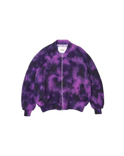 Vowels Handstitch Knitted Bomber Jacket In Purple