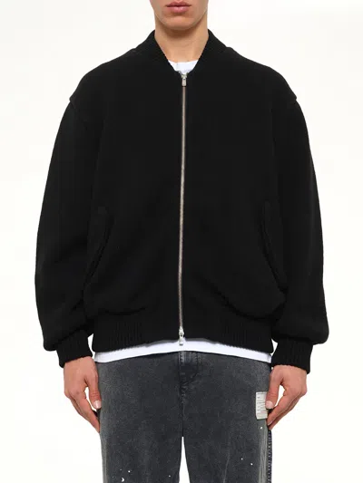 Vowels Knitted Bomber In Black