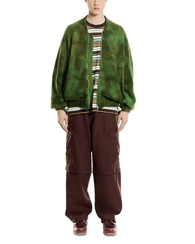 Vowels Knitted Bomber Jacket In Green