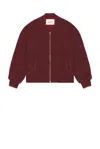 Vowels Knitted Bomber Jacket In Red