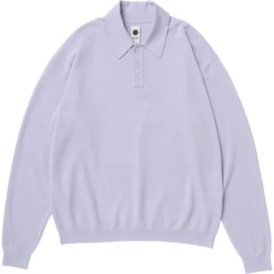 Vowels Lightweight Knit Polo Sweater In Blue