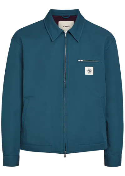 Vowels Logo-appliquéd Cotton-blend Jacket In Blue