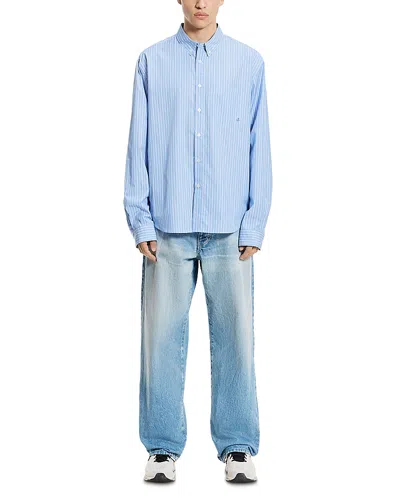 Vowels Long Sleeve Striped Shirt In Blue