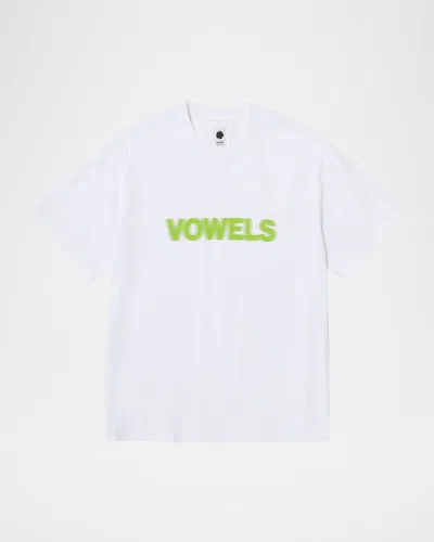Vowels Men & Apos;s Cotton Blurred Logo T-shirt In White