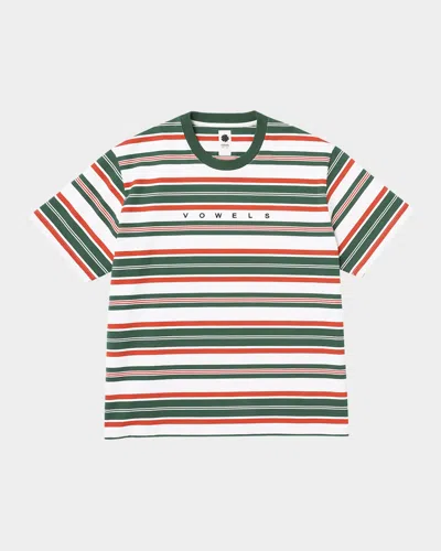 VOWELS MEN & APOS;S COTTON MULTI-STRIPE LOGO T-SHIRT