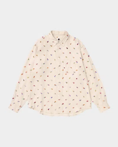 Vowels Men & Apos;s Linen Blend Floral Embroidered Button-down Shirt In Multi