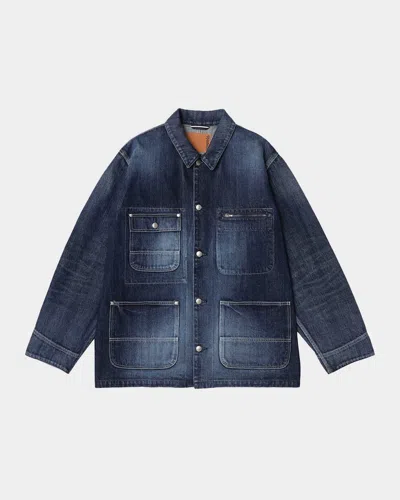 Vowels Men & Apos;s Oversized Denim Chore Jacket In Blue
