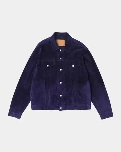 Vowels Men & Apos;s Suede Trucker Jacket In Navy