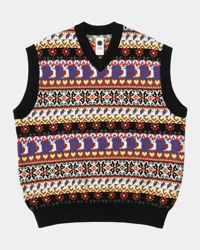 Vowels Men & Apos;s Wool Jacquard Fair Isle Sweater Vest In Black