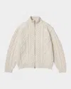 Vowels Cable Knit Zip Up In White