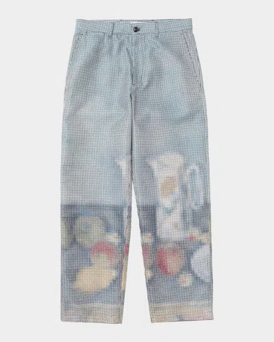 Vowels Men's Jacquard Baggy-fit Work Pants In Multi