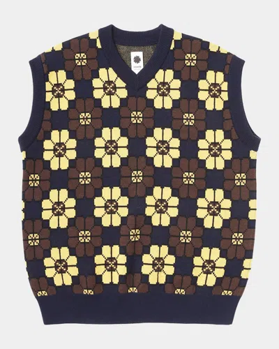 VOWELS MEN'S WOOL FLORAL JACQUARD SWEATER VEST
