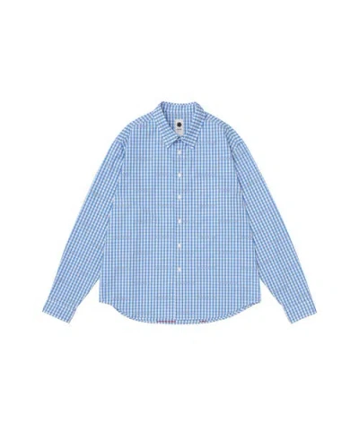Vowels Micro Plaid Shirt In Blue