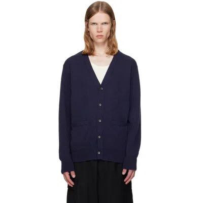 Vowels Navy Alpaca Cardigan In Blue