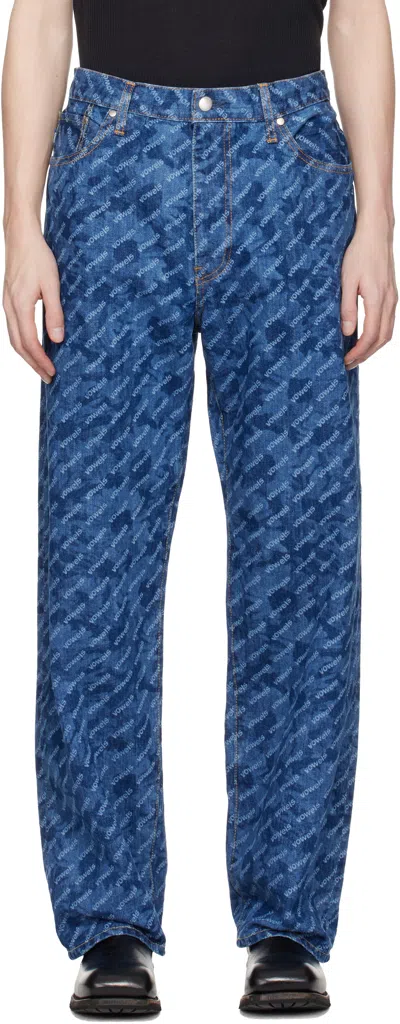 Vowels Navy Baggy Denim Jeans
