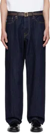 Vowels Navy Baggy Jeans In Animal Print