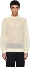 Vowels Off-white Cotton Mesh Knitted Sweater In #02 Off White